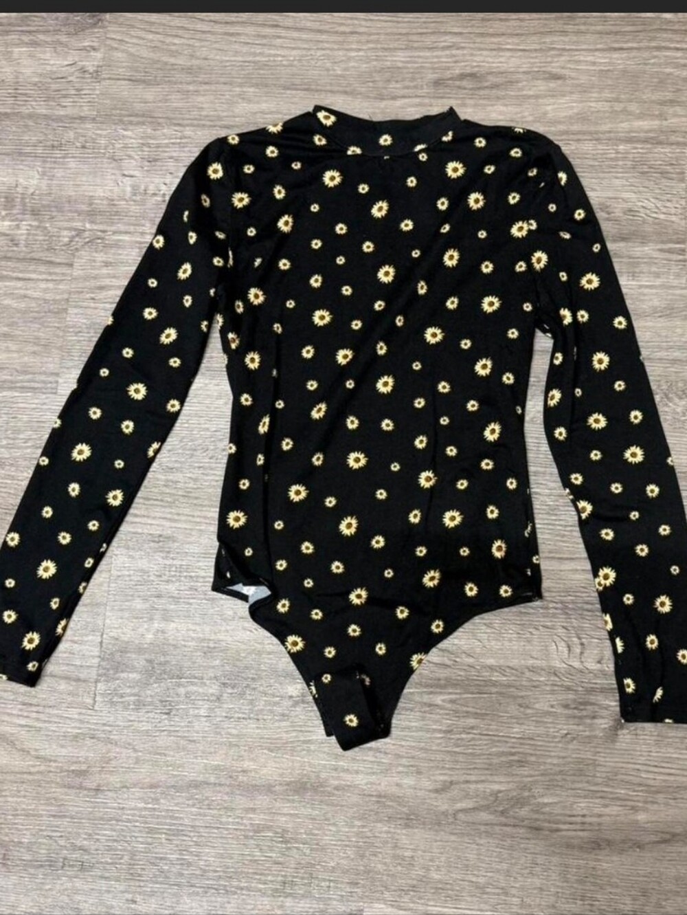 Forever 21 Black Daisy Bodysuit Size Large Y2k Retro
